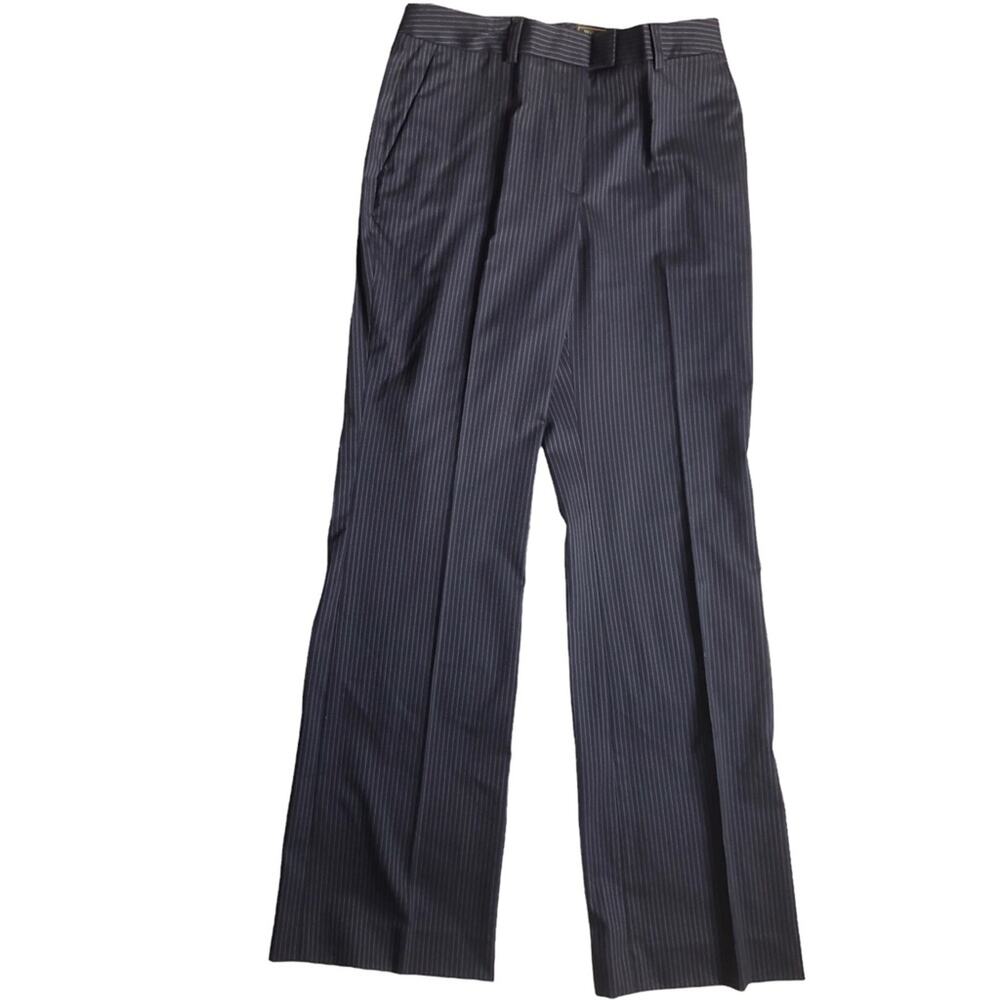 NWT Loro Piana Brooks Brothers pinstripe stretch wool wide leg trousers size 4
